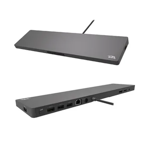Cyber Acoustics DS-6000 docking station hero image showing compact design with multiple HDMI, USB-C, USB-A, and Ethernet ports