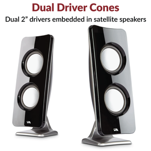 CA-3610 satellite speakers with dual 2-inch drivers for crisp highs and mid-tones