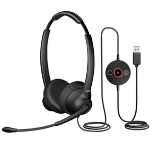 Cyber Acoustics AC-304 headset on white background showing full product view with boom microphone and earcups