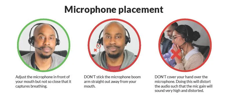 Mic position demo. Place your microphone 2 finger widths from your mouth