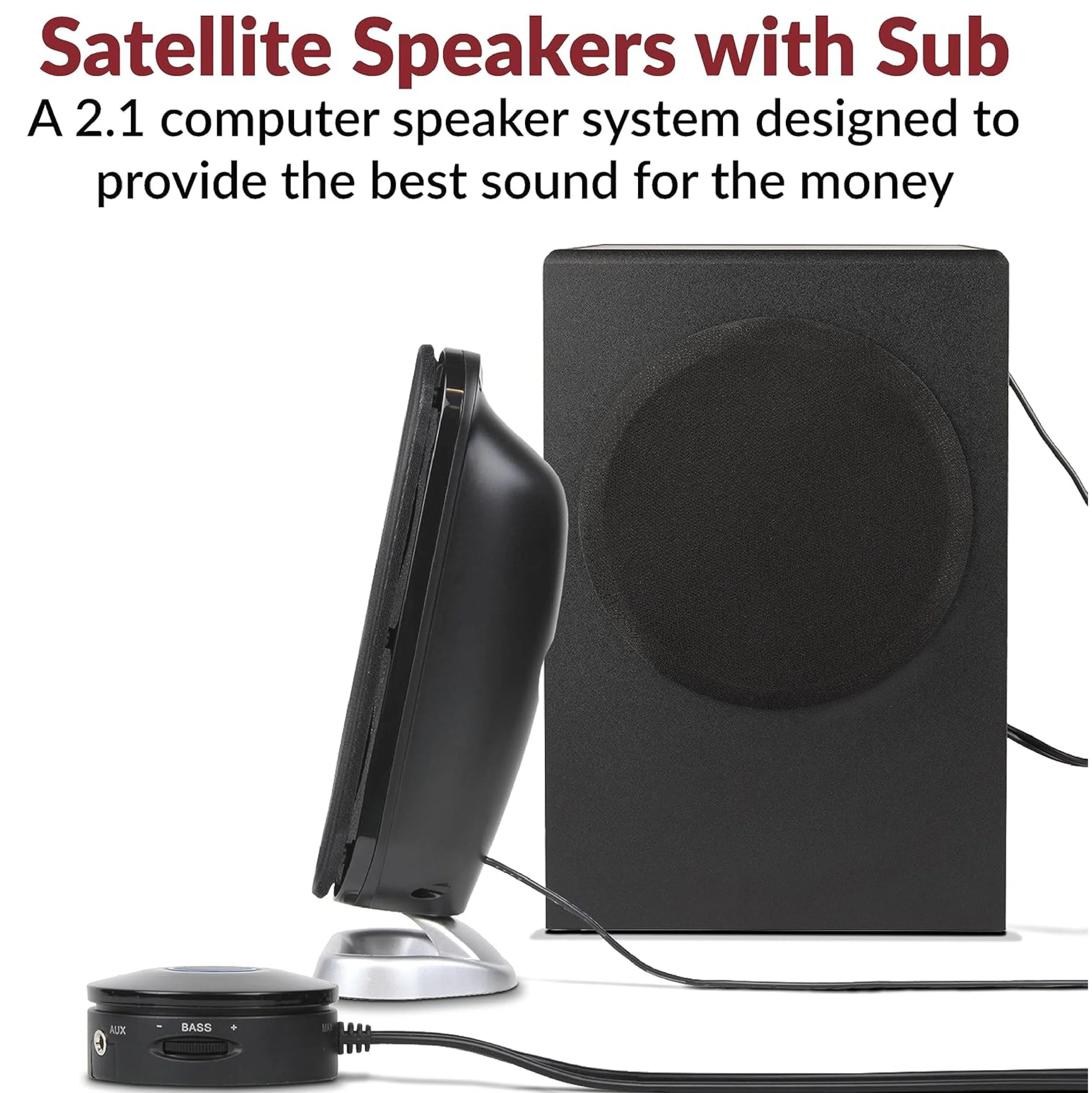 Cyber Acoustics CA-3810 complete 2.1 speaker system with subwoofer and control pod