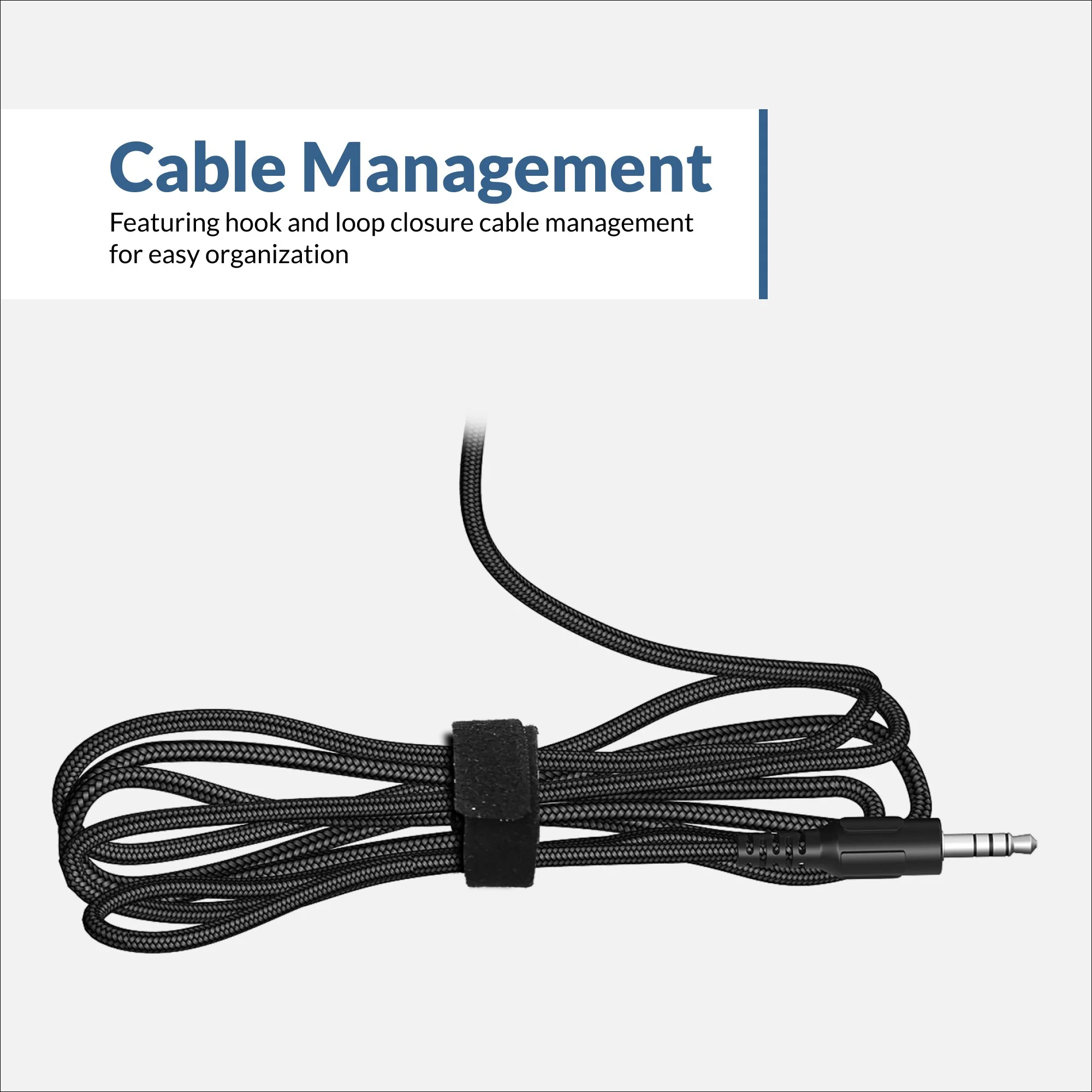 built in cable wrap for easy headset storage and cable managment