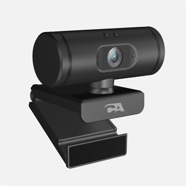 Cyber Acoustics WC-1000 webcam with no microphone, front angled view showing lens and monitor clip mount