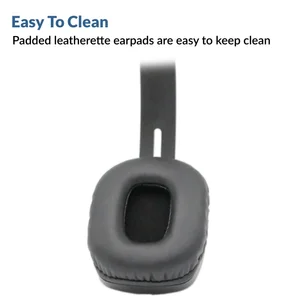 Padded leatherette earpad on the AC-6014 headset for grades 6-12 — easy-to-clean surface designed for shared classroom use
