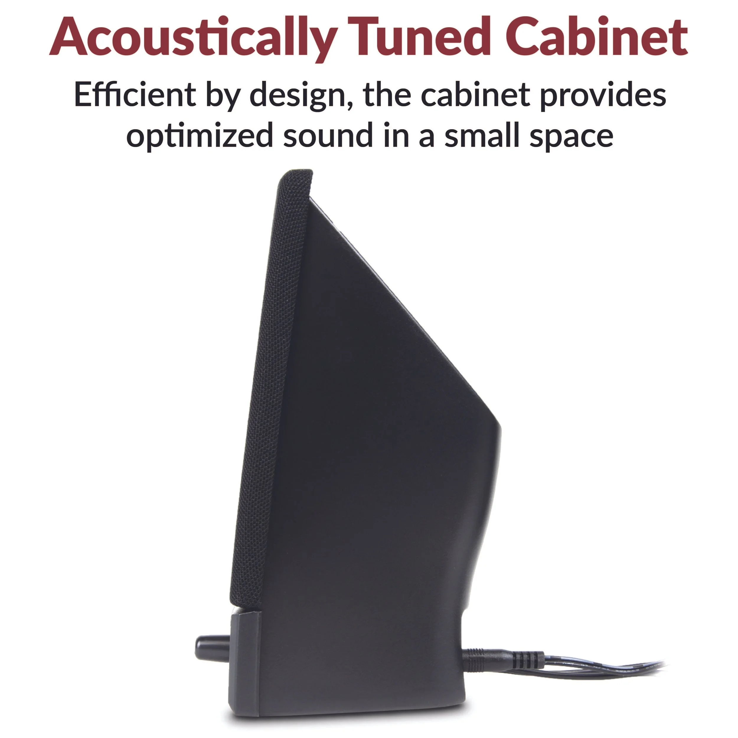 Cyber Acoustics CA-2014 computer speakers placed on desk beside monitor and keyboard