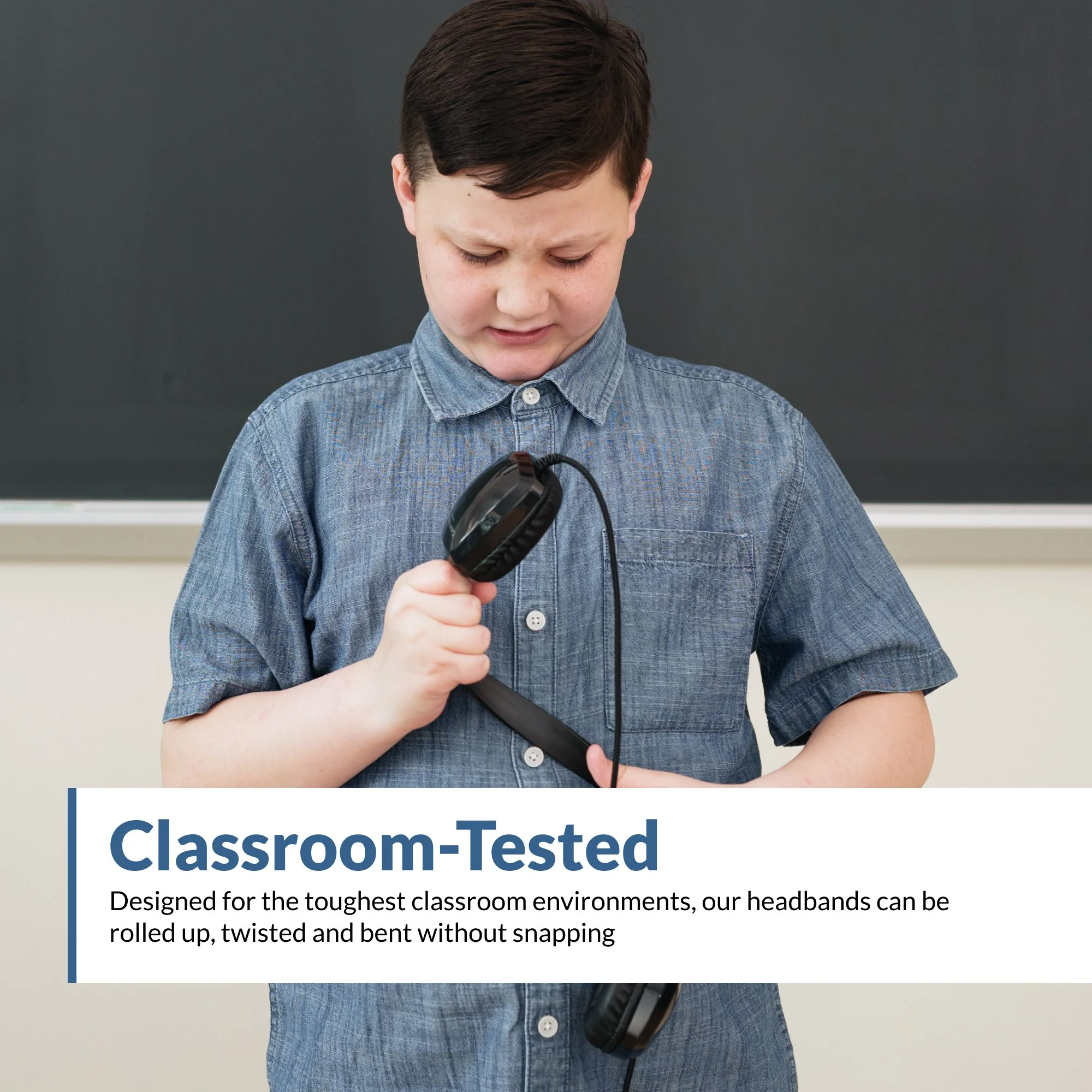 Classroom tested headphones with headband that withstands bending and twisting