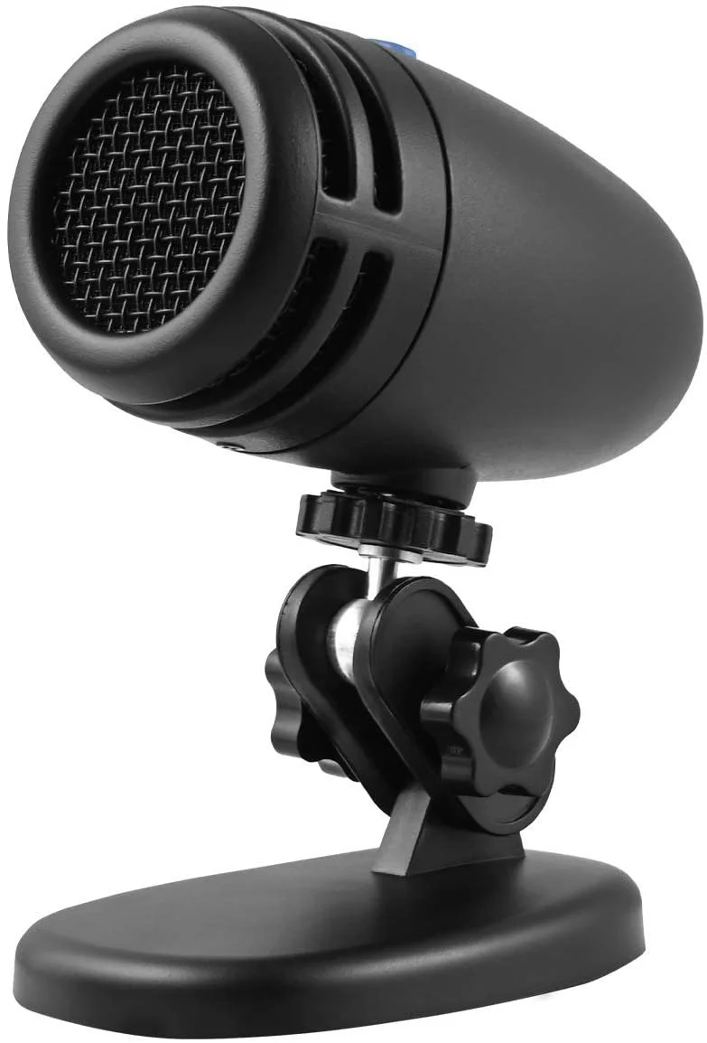 Cyber Acoustics CVL-2005 black directional USB microphone on an adjustable angle desk stand