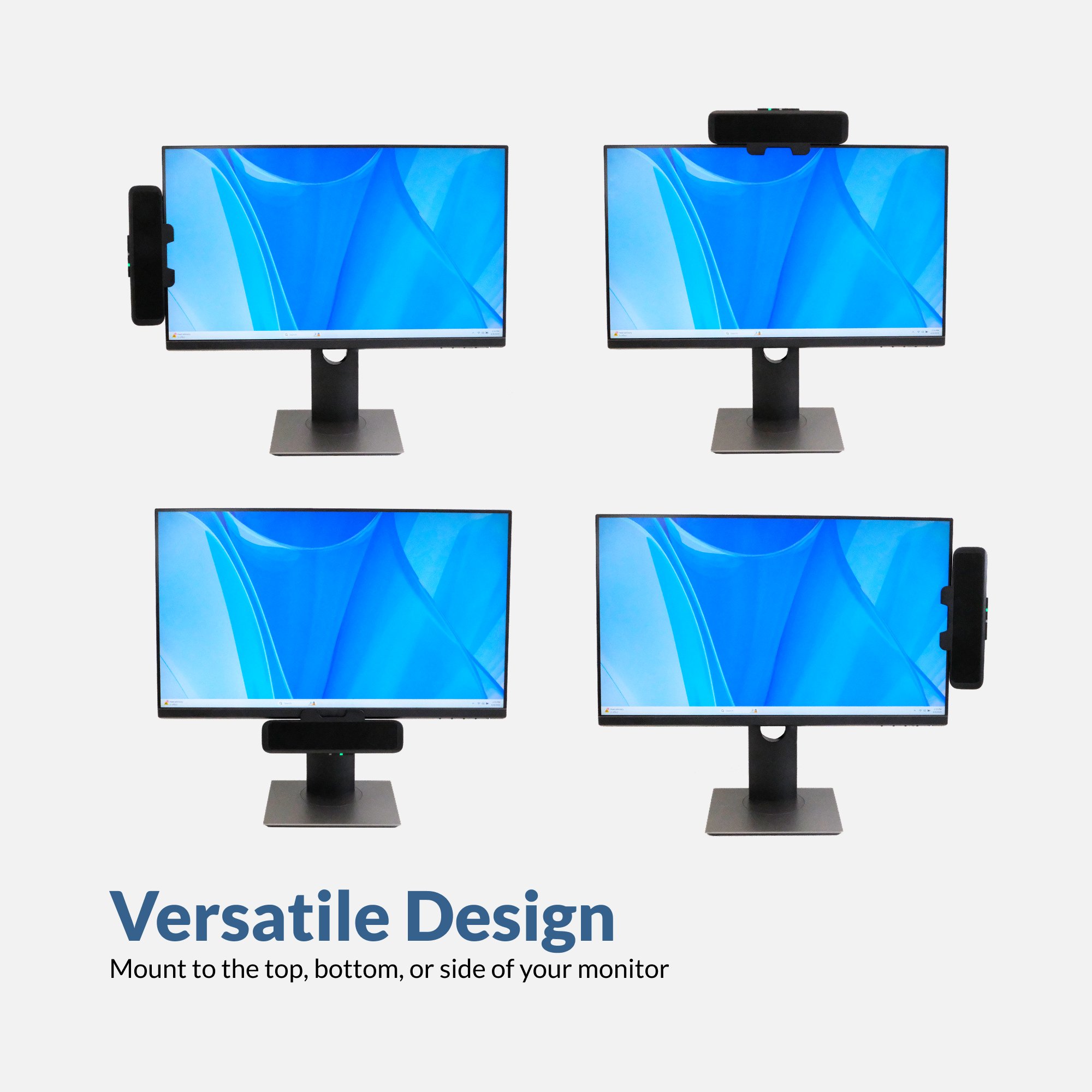 Speakerbar that mounts to the top, bottom, or side of a monitor