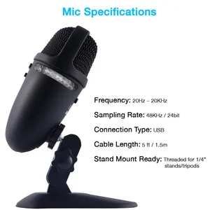 CVL-2009 USB microphone specifications and dimensions diagram