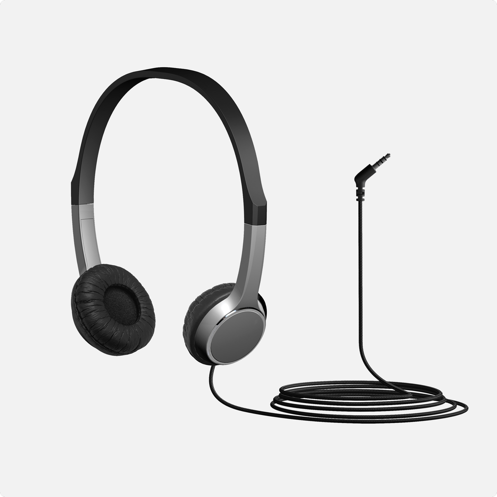 Cyber Acoustics ACM-7000 stereo headphones for kids with child-sized adjustable headband and leatherette earpads