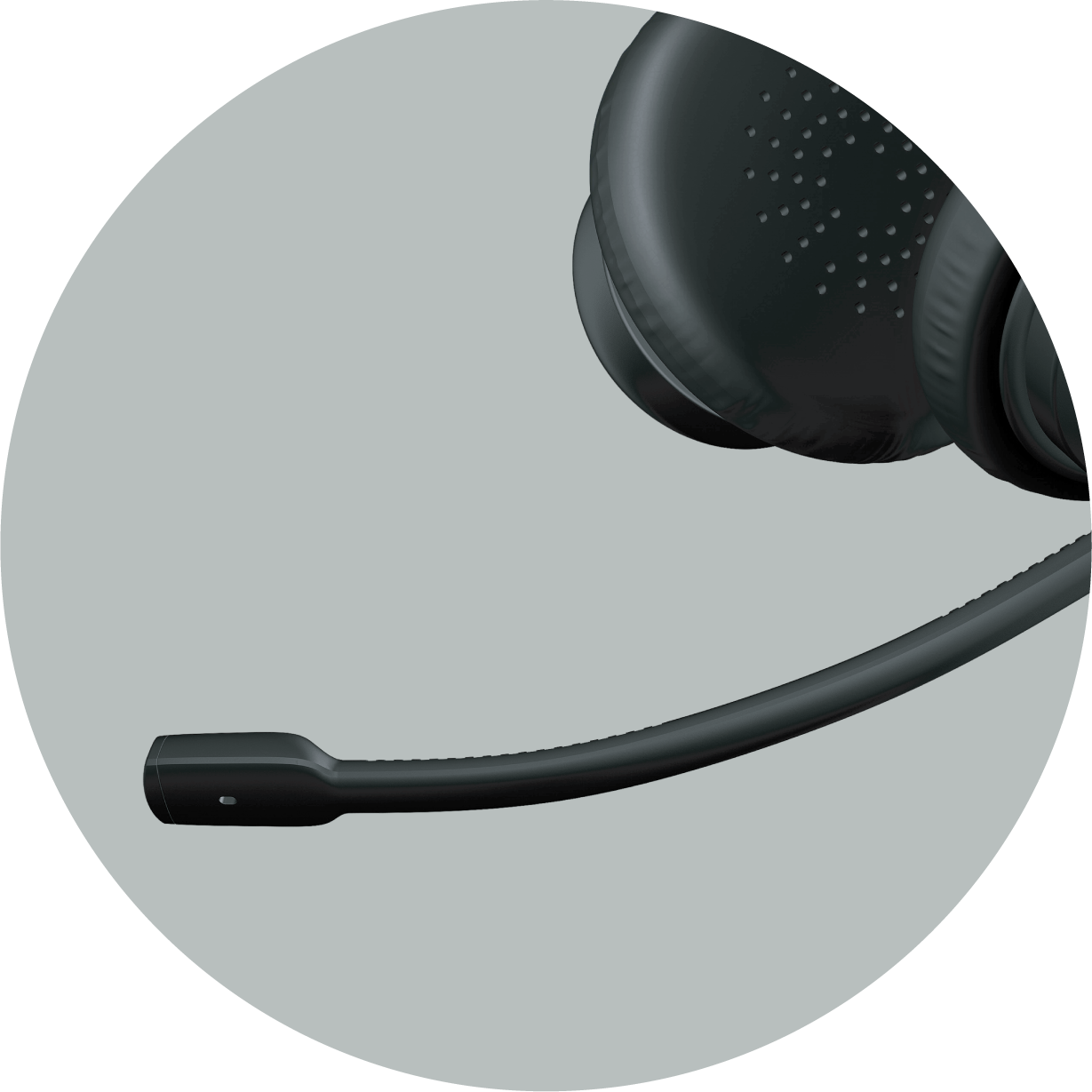 AC-204ENC rigid-flex boom microphone shown holding its position for consistent voice capture
