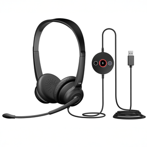 AC-204ENC II stereo USB headset with boom microphone and in-line USB controller