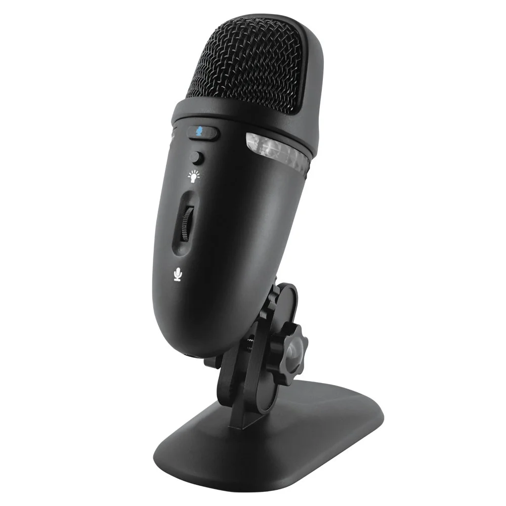 CVL-2009 premium USB microphone with dual recording patterns on an adjustable angle desk stand
