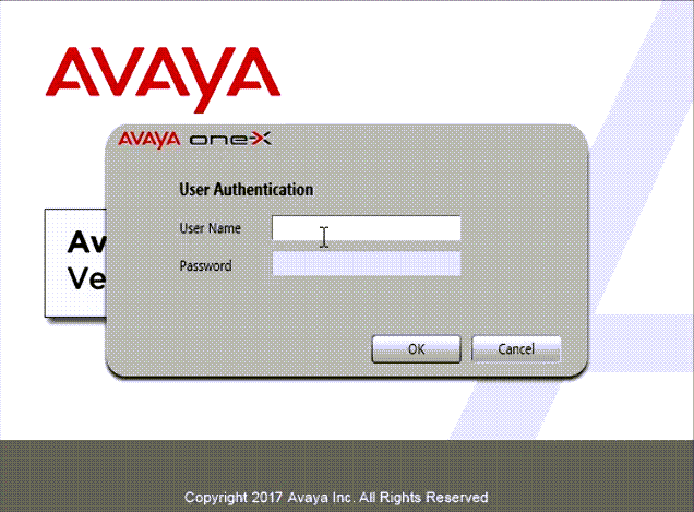 Avaya one-X Agent login screen