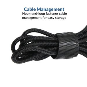 AC-6014 braided USB-C cord bundled in its hook-and-loop strap — headset for grades 6-12 with built-in cable management for tidy classroom storage