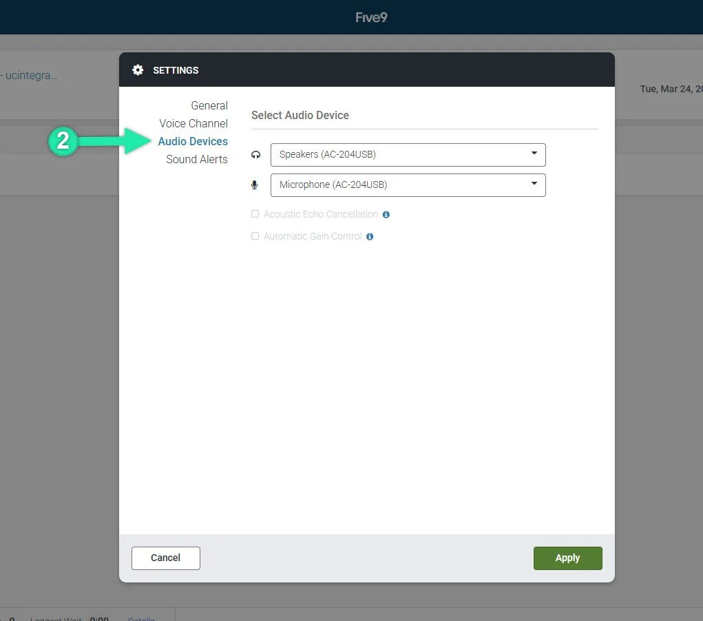 Five9 Audio Settings