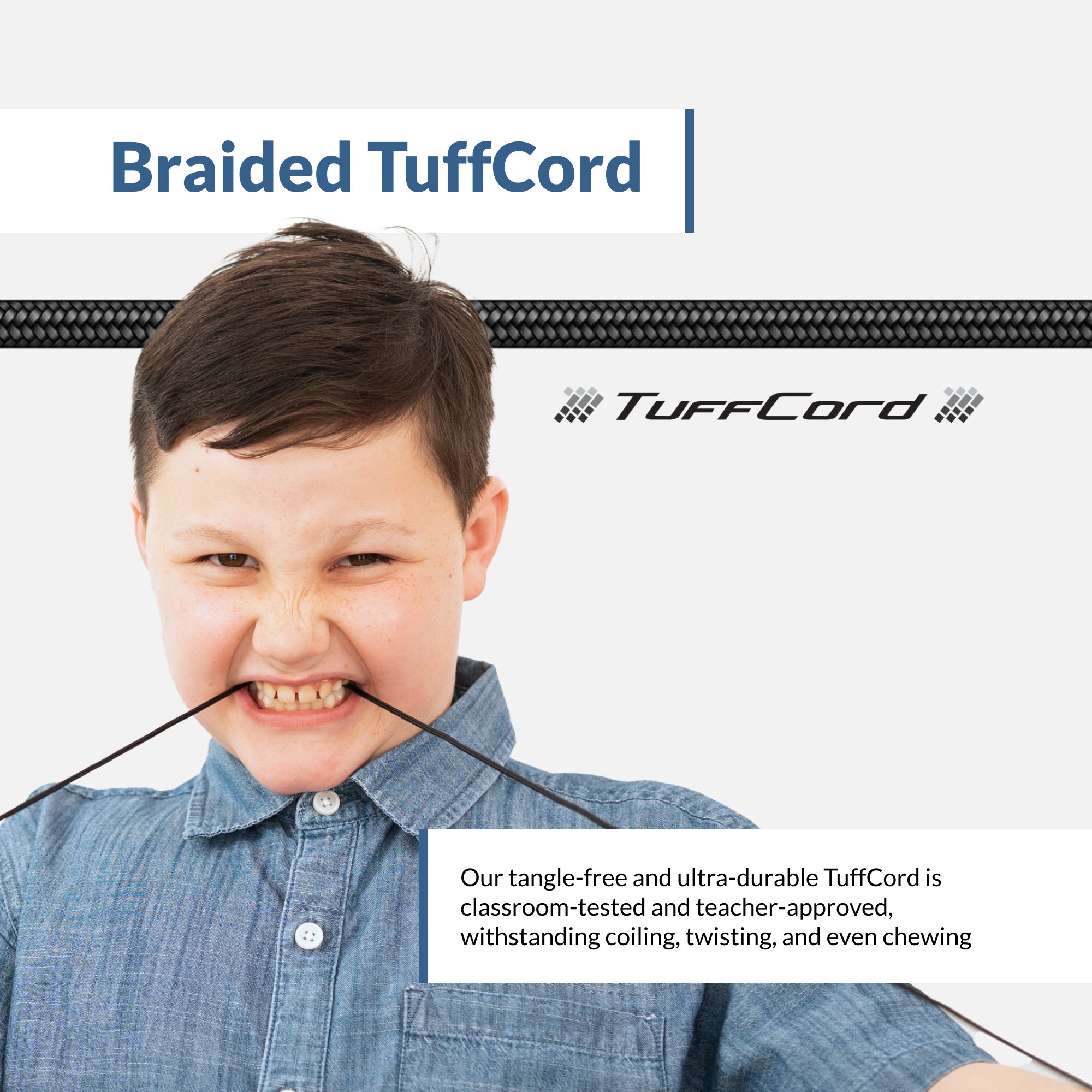 braided chew and twist resistant student headset TuffCord