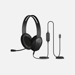 Cyber Acoustics AC-4014 plug and play USB-C school headset with boom microphone and braided TuffCord cable — wired headset for students in K-12 reading programs and computer labs