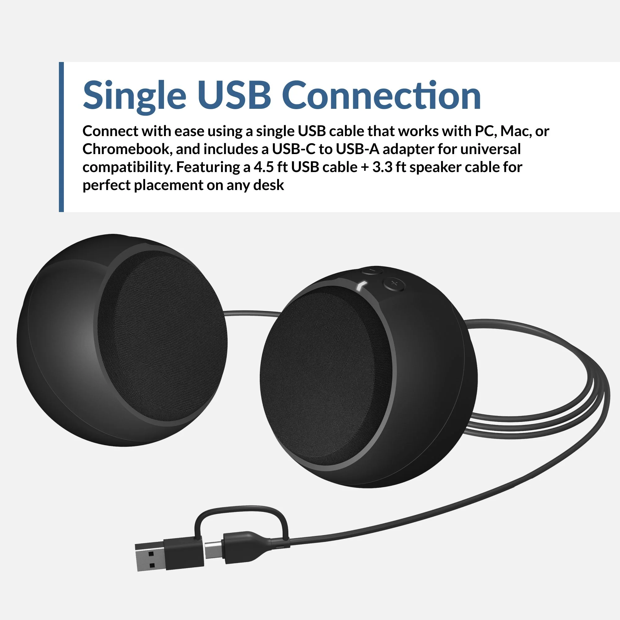 Speaker with USB-C to USB-A adapter included