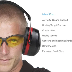 A construction worker wearing cyber acoustics hearing protection