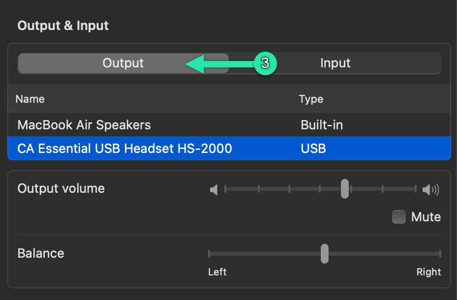 macOS Output tab screenshot