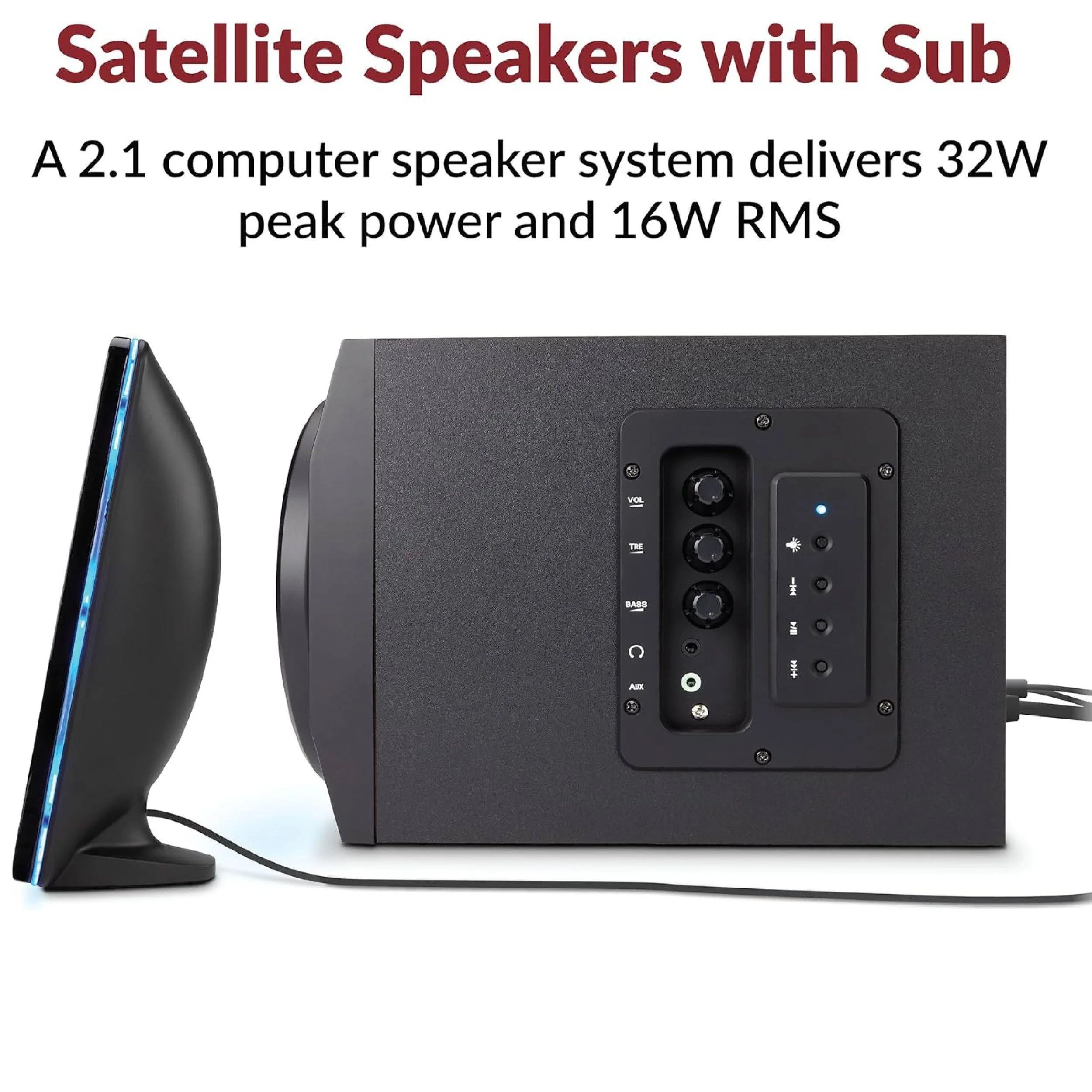 CA-3712 speakers with blue LED lighting in a lifestyle setting