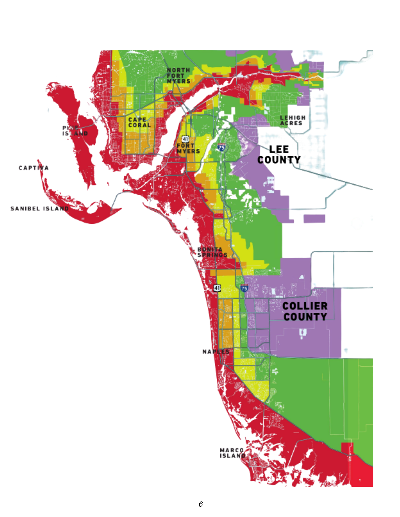 Lee and Collier County Hurricane Evacuation Zone Map — Zones A through E