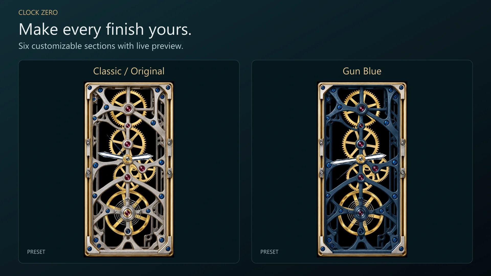 Clock Zero Custom Builder and gun-blue material customization