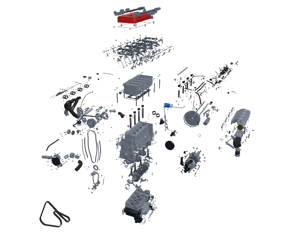Honda S2000 F20C1 educational desktop model — Exploded assembly