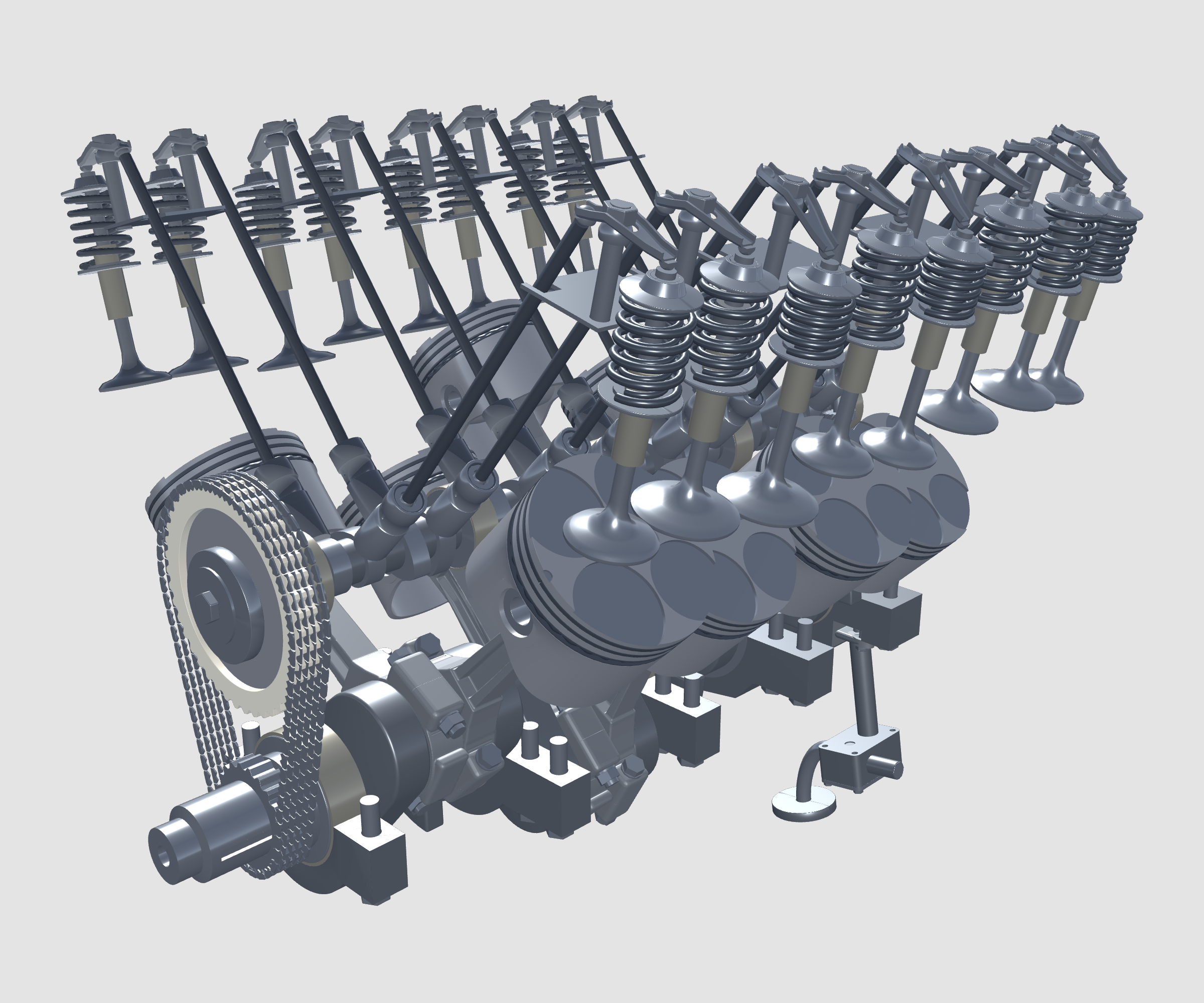1968 Pontiac 400 V8 educational model — Stripped combustion drivetrain