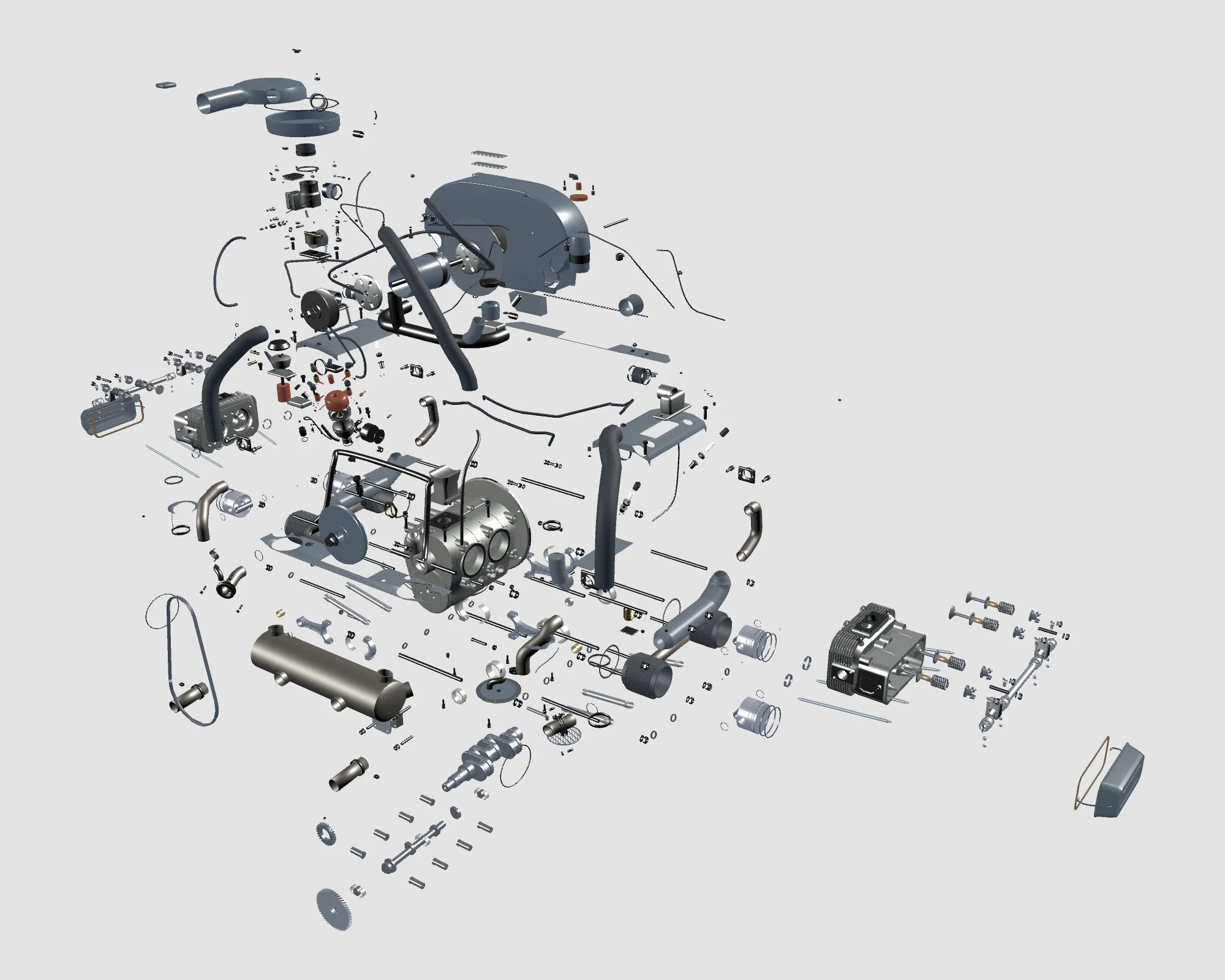 Volkswagen Type 1 1600 AE — Exploded assembly