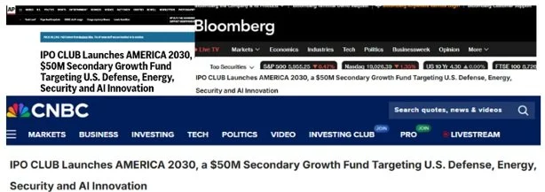 Headlines of the press release of IPO CLUB about America 2030