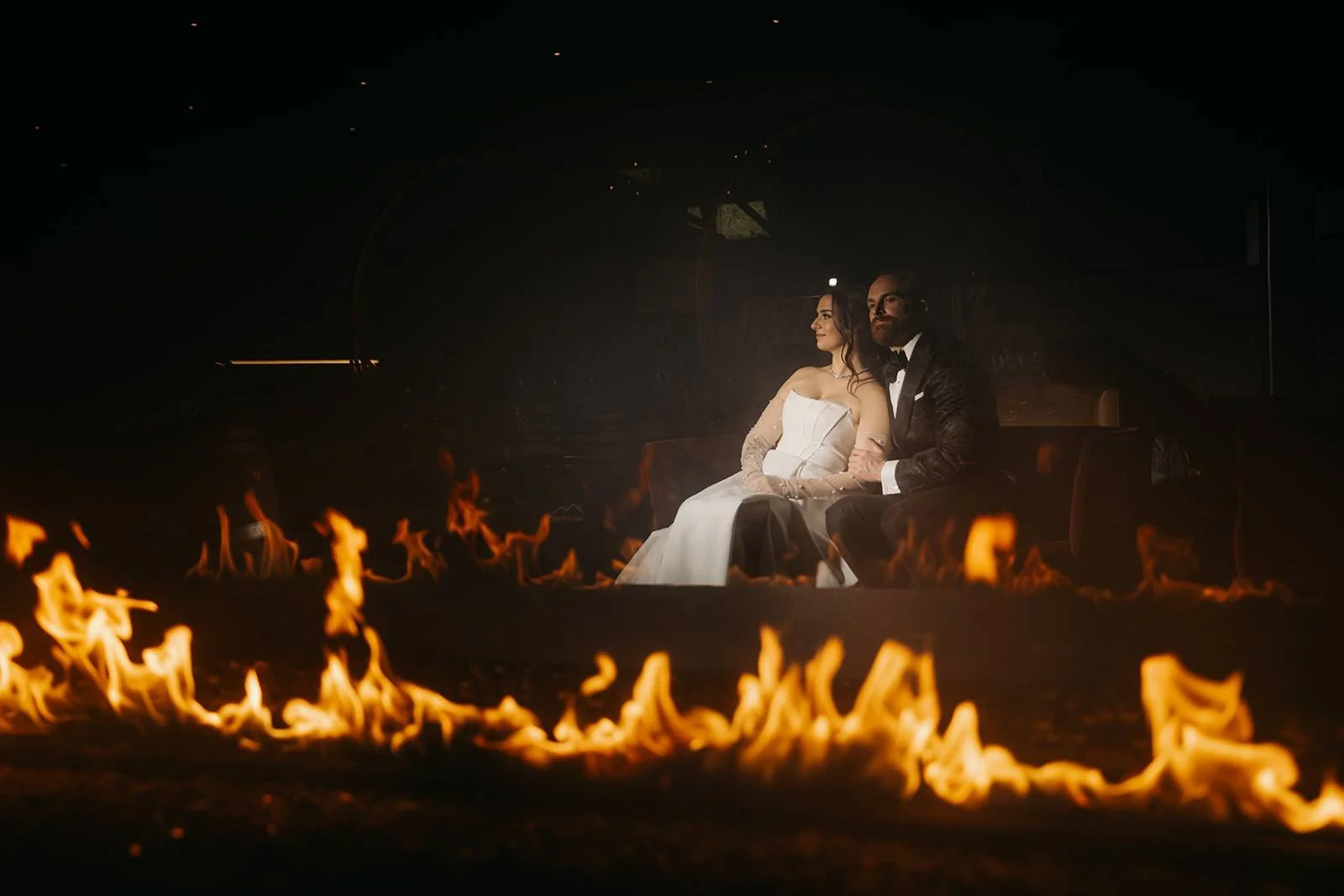 Chicago Winery wedding with cinematic lighting and modern architecture