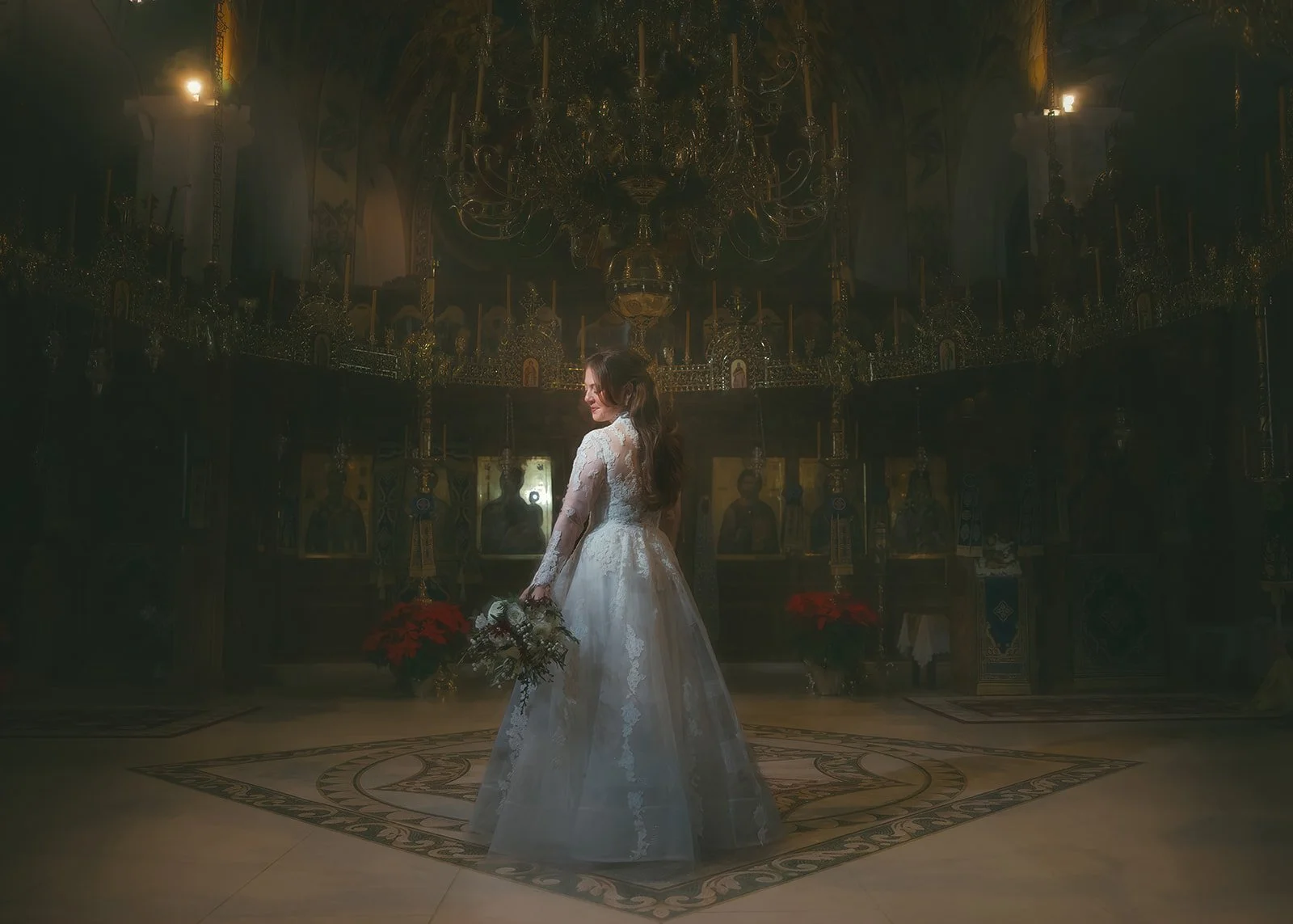 Fine art Chicago wedding photography portrait showcasing cinematic lighting and editorial style