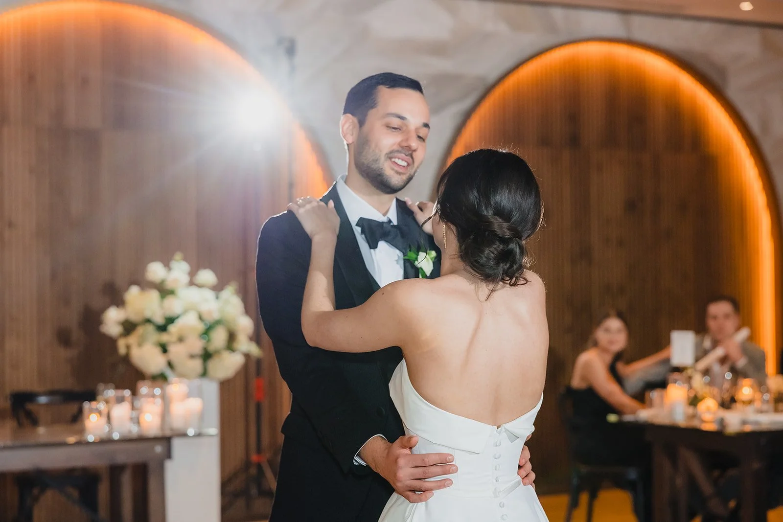 Warm ceremony arches at Chicago Winery