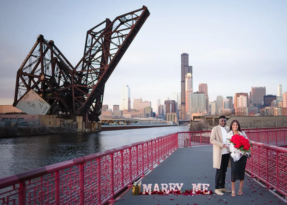 Chicago proposal photography at Ping Tom Park