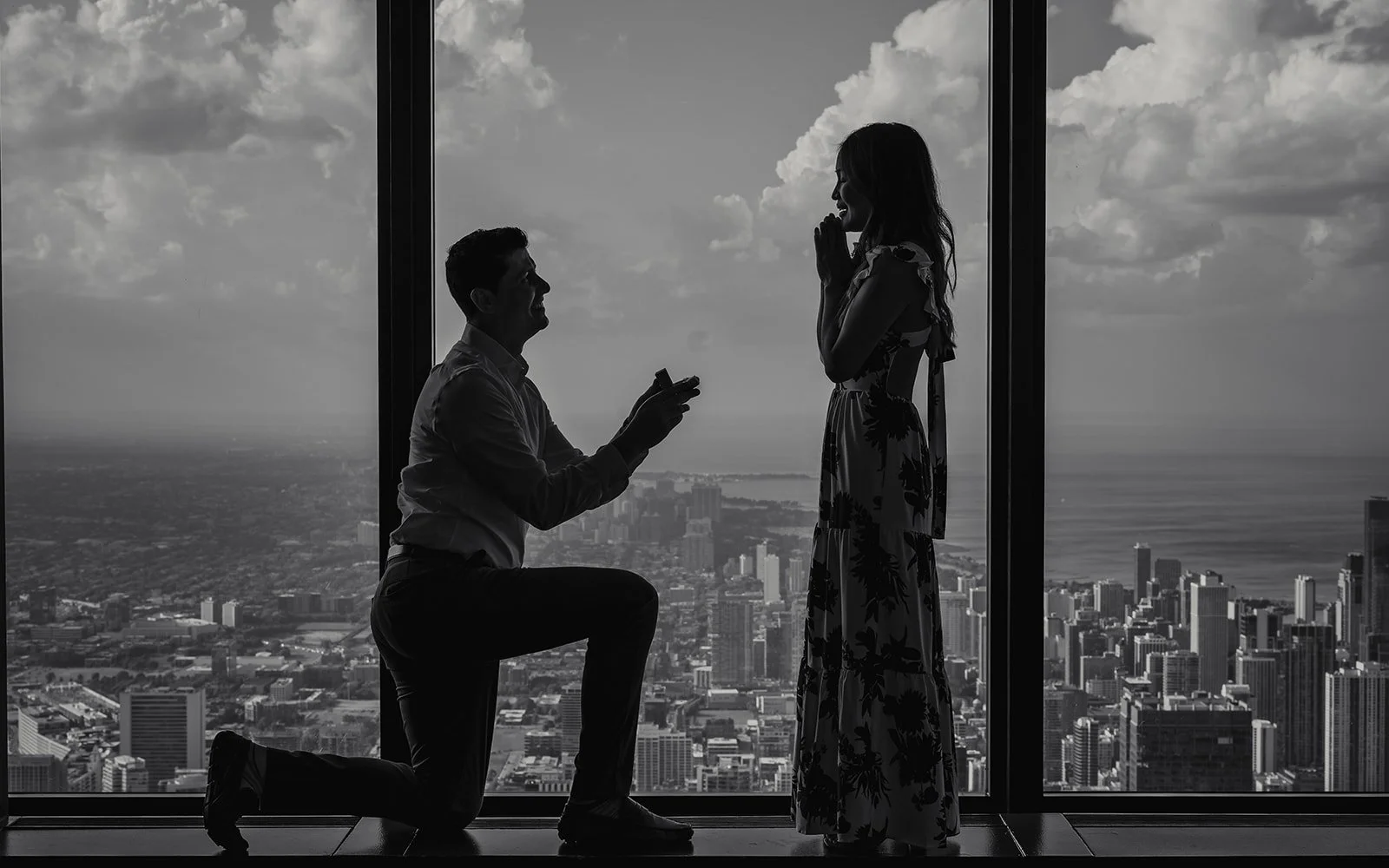 Proposal photography Chicago she said yes reaction