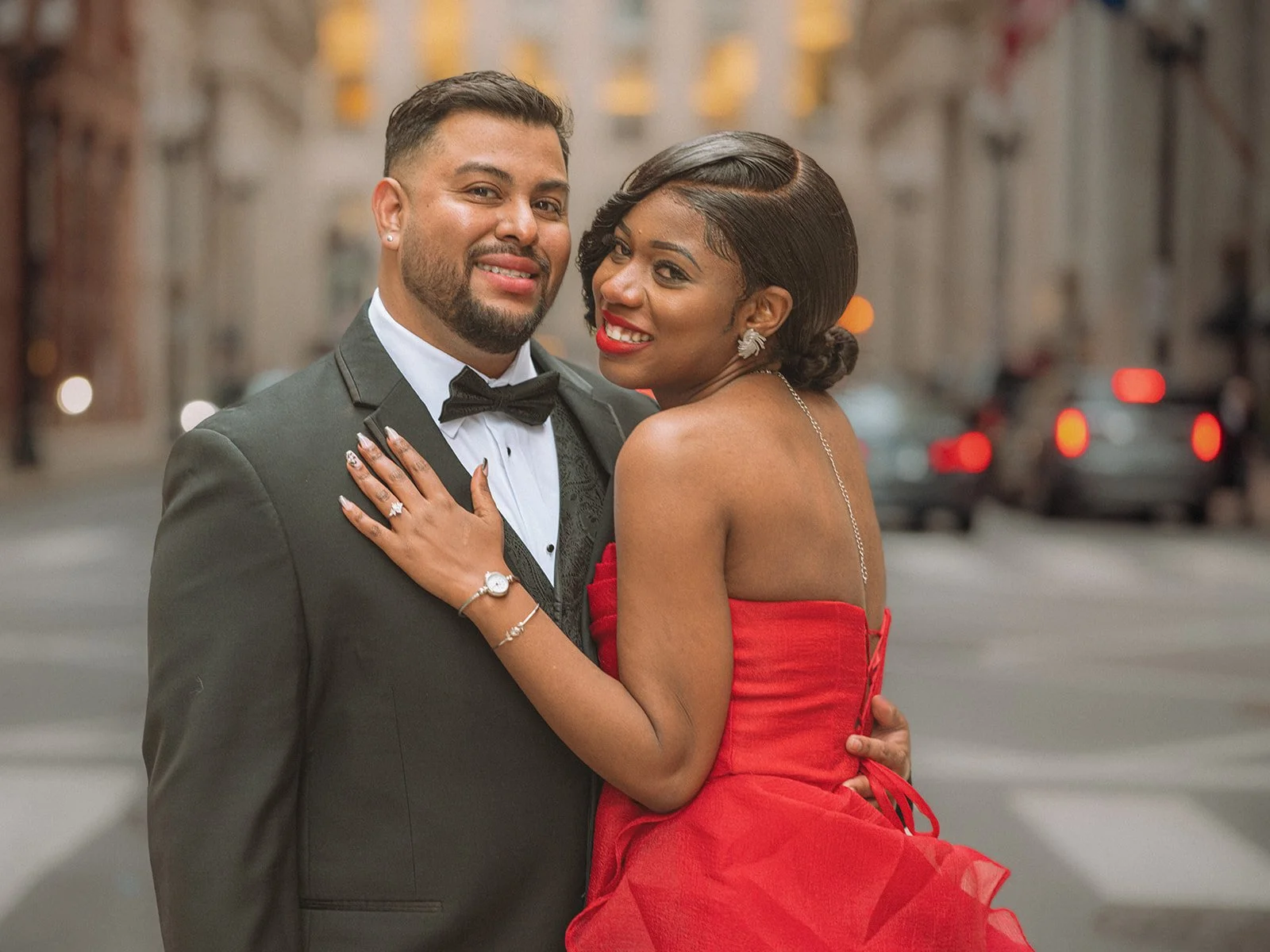 The moment of a surprise proposal in The Loop, downtown Chicago, captured discreetly by Jeremy Glickstein