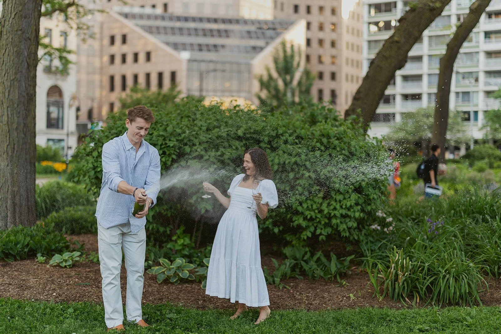 Oak Street Beach proposal photography along the Chicago lakefront