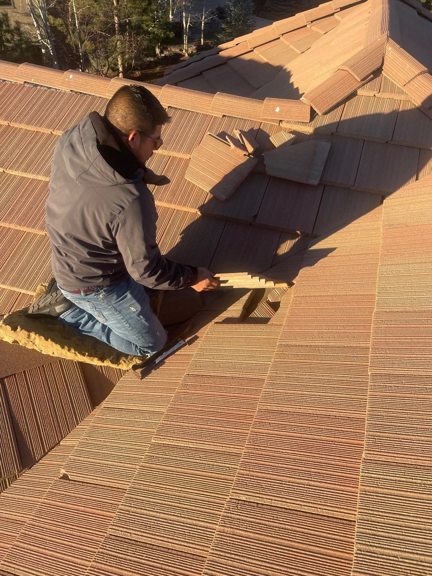 Tile roof repair example