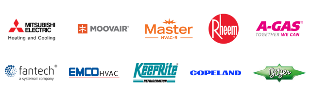 Mitsubishi Electric - Heating and Cooling, Moovair, Master HVAC-R, Rheem, A-GAS - Together We Can, Fantech - a systemair company, EMCO HVAC, KeepRite Refrigeration, Copeland, Bitzer
