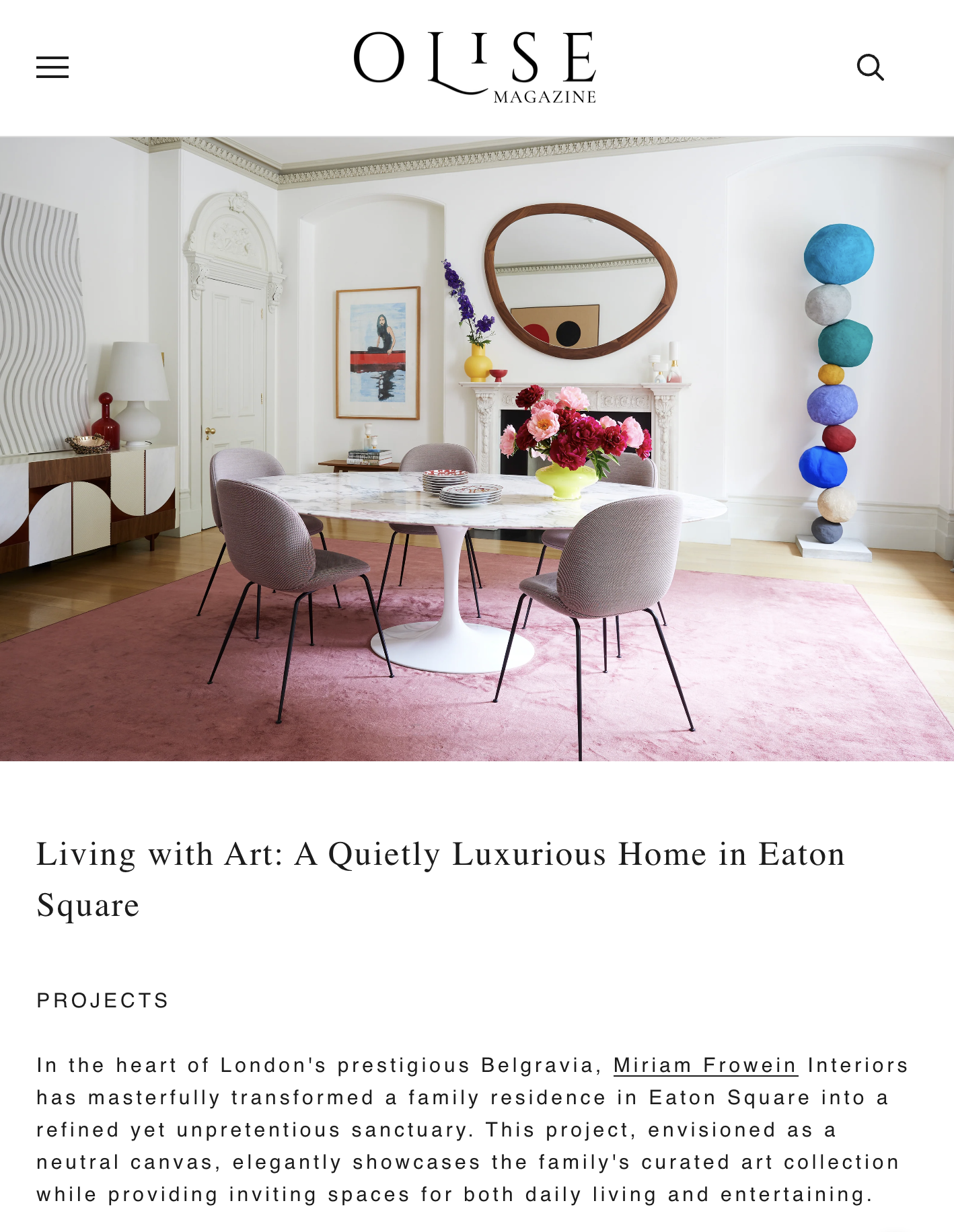 Miriam Frowein press cover Olise Magazine, United Kingdom