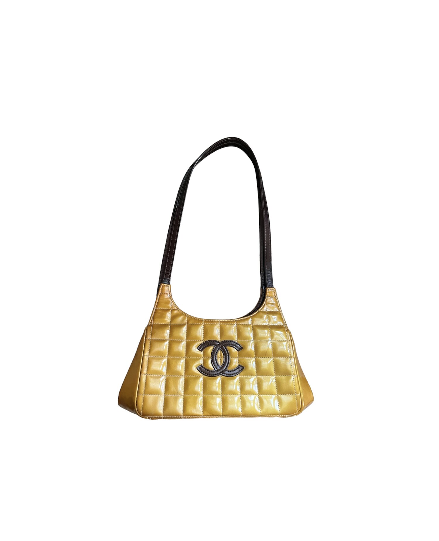 Chanel Vintage Chocolate Bar Double Sided Flap Shoulder Bag Quilted Lambs