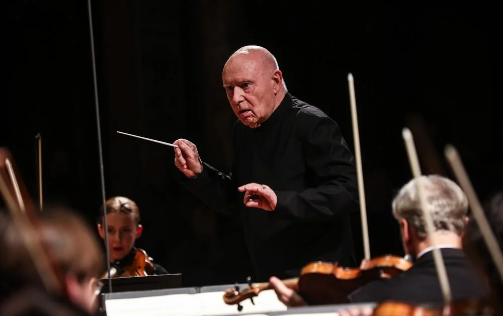 Christoph Eschenbach conducting from the podium