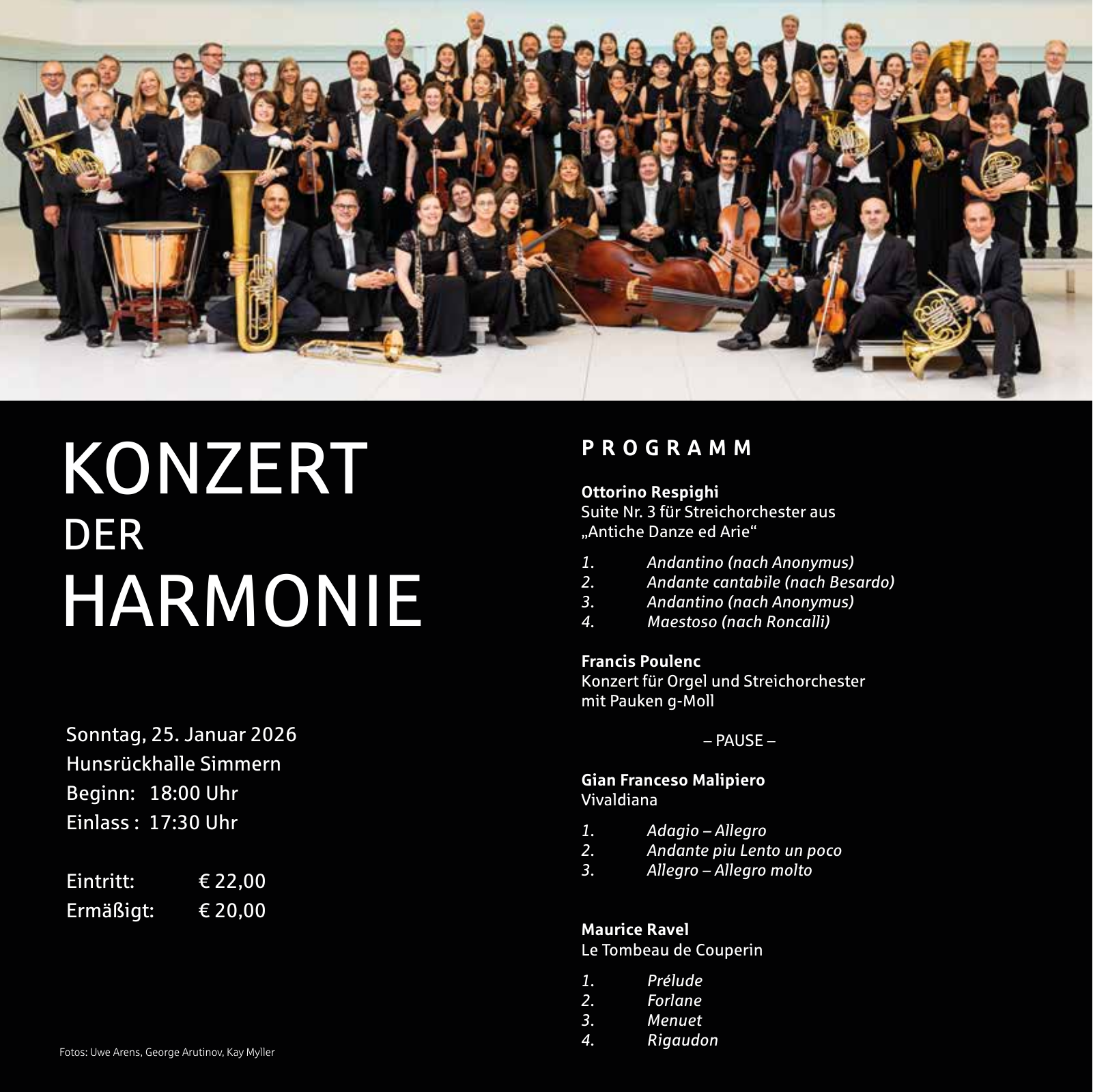 Original programme for Konzert der Harmonie, Hunsrückhalle, Simmern, 25 January 2026.