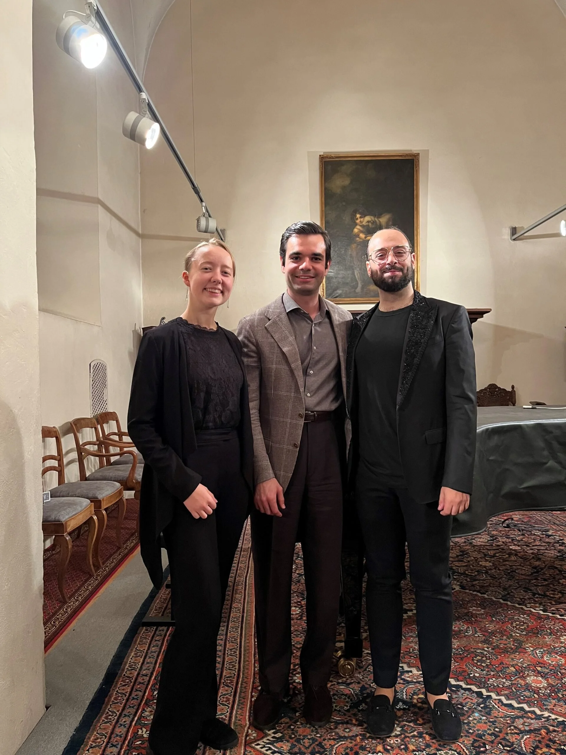 Solveig Sonntag, Jean-Paul Gasparian and Stathis Karapanos after the opening concert in Alte Kirche Fautenbach.