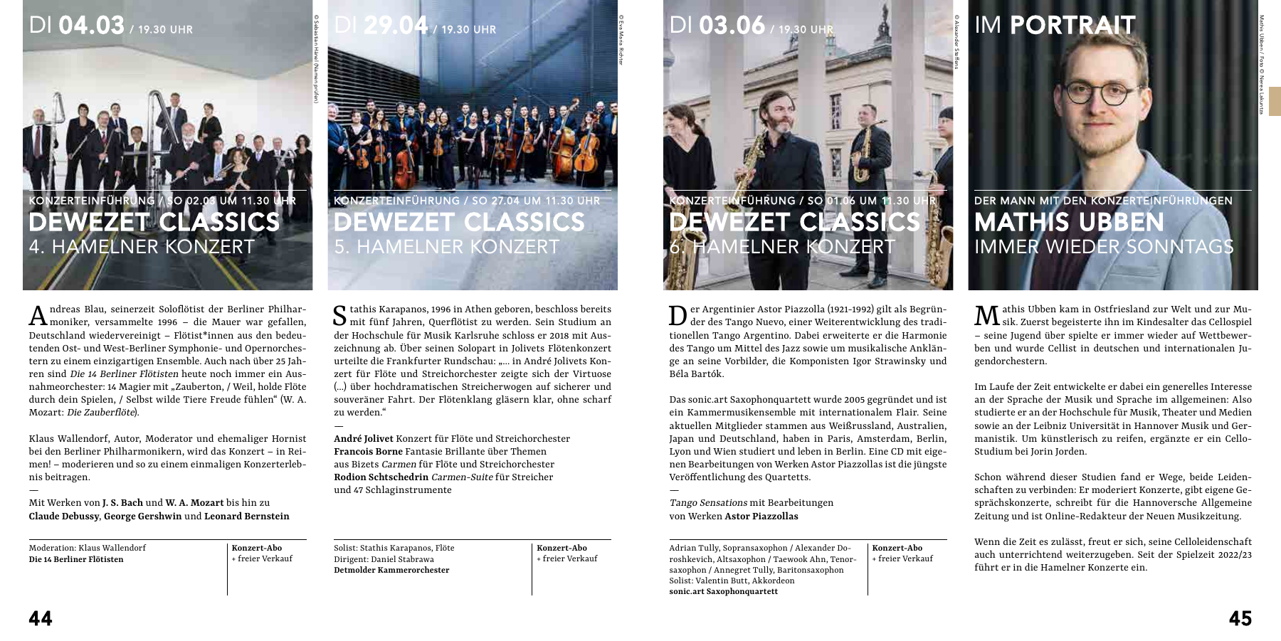 Original programme listing for the 5 th Hameln Concert, 29 April 2025.