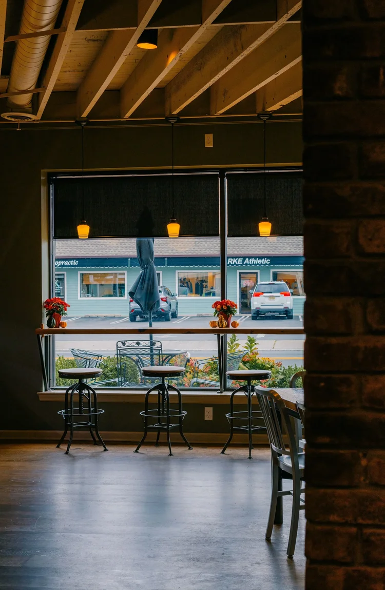 Seating with a view of the Belmar street