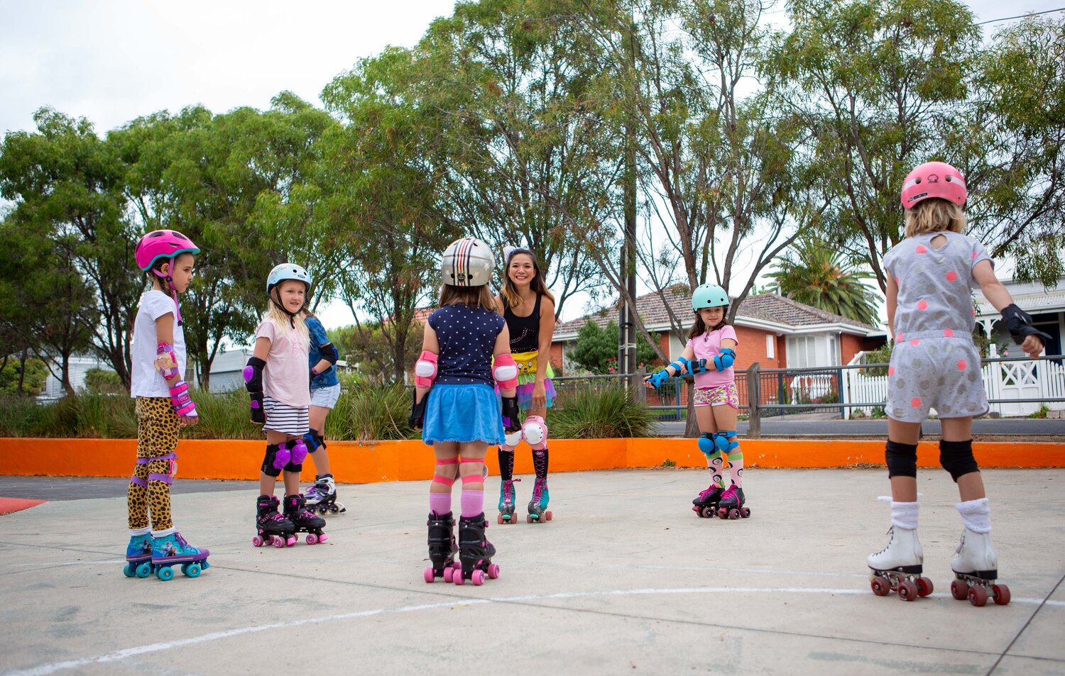 picture of a group of kids wearing roller skates