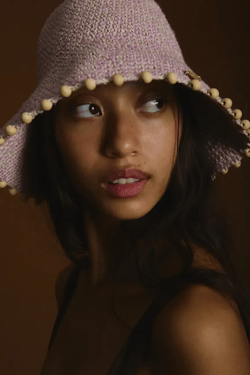 Earth Age Helix Wooden Brim Pearl Dust handmade crochet hat at Goosebump